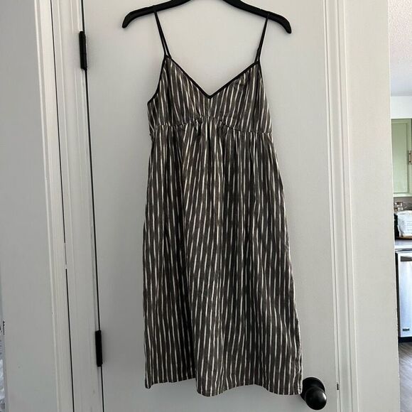 Converse One Star 100% Cotton Strappy Drop Waist Gray Striped Dress Lined - Picture 1 of 5